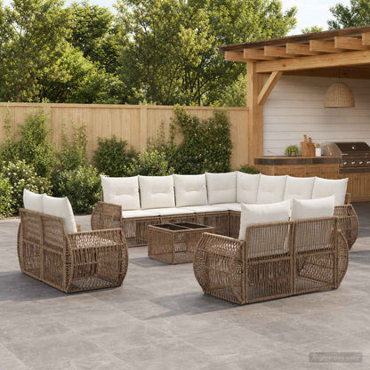 Set Divano da Giardino 12 pcs Beige e Bianco Crema polyrattan | homemem39