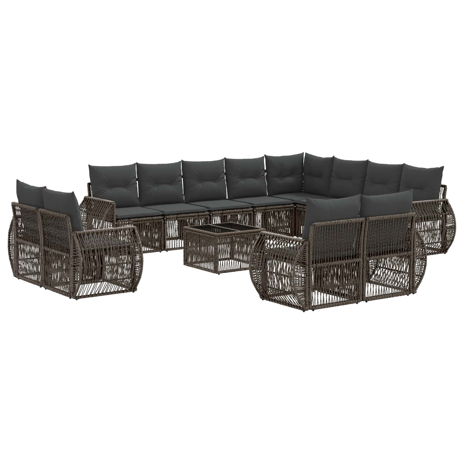 Set Divano da Giardino 13 pcs Grigio e Grigio Scuro polyrattan | homemem39