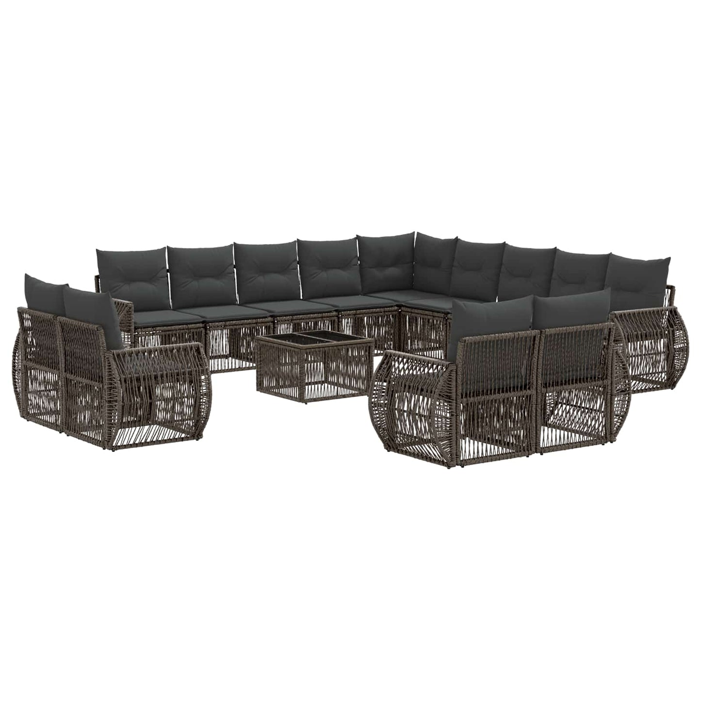 Set Divano da Giardino 14 pcs Grigio e Grigio Scuro polyrattan | homemem39
