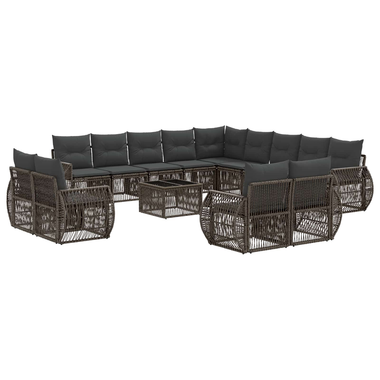 Set Divano da Giardino 14 pcs Grigio e Grigio Scuro polyrattan | homemem39