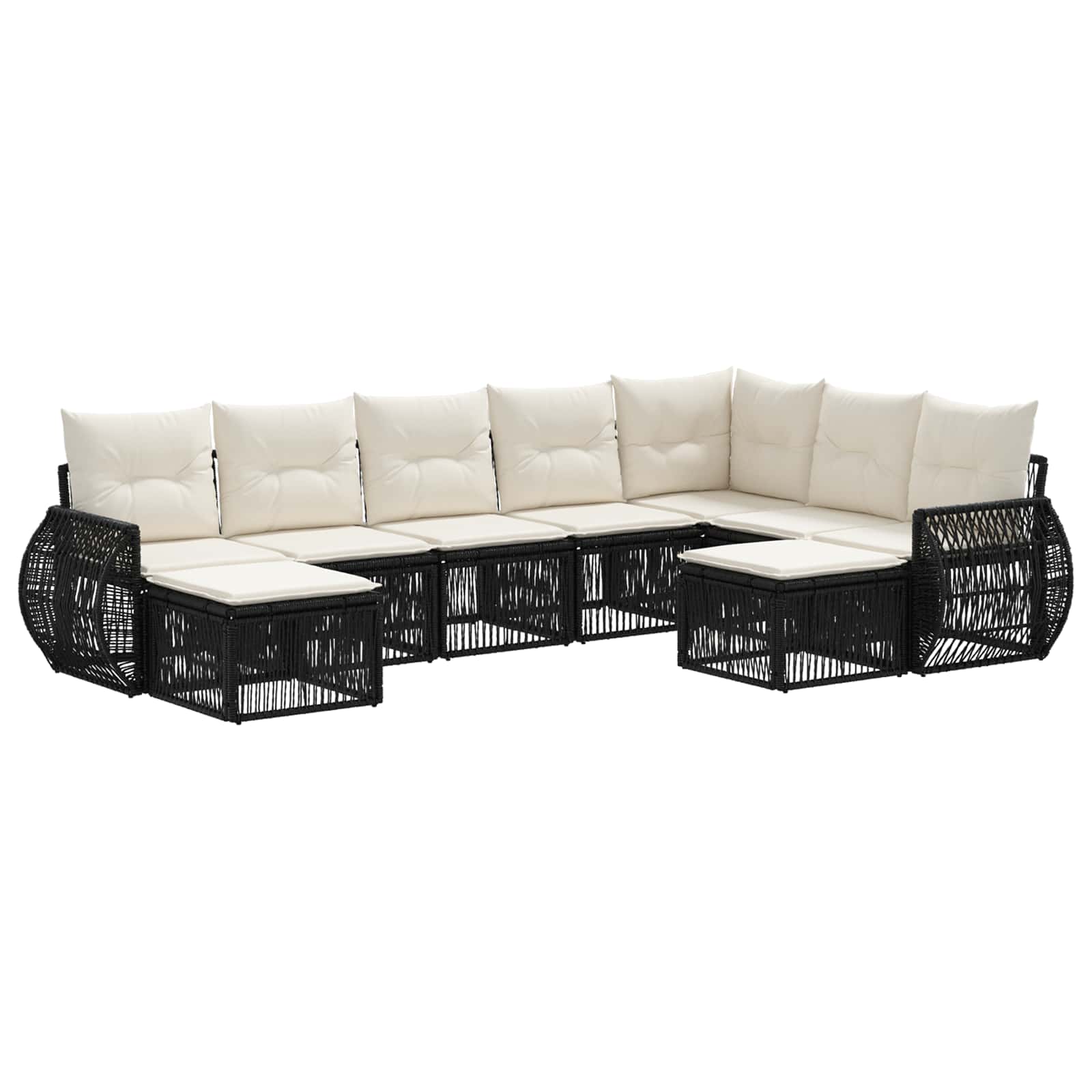 Set Divano da Giardino 9 pcs Nero polyrattan | homemem39