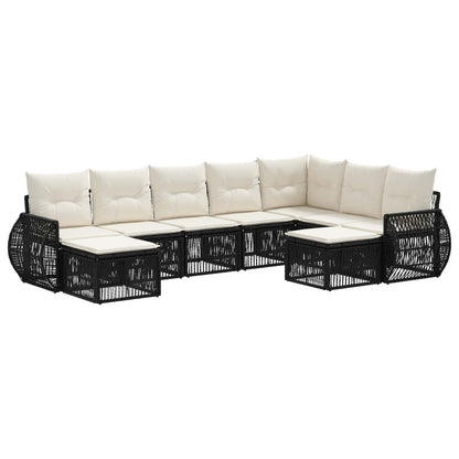 Set Divano da Giardino 9 pcs Nero polyrattan | homemem39