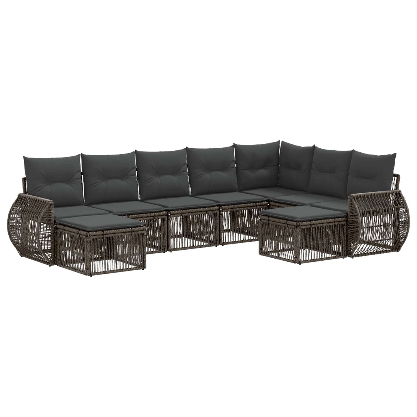 Set Divano da Giardino 9 pcs Grigio polyrattan | homemem39