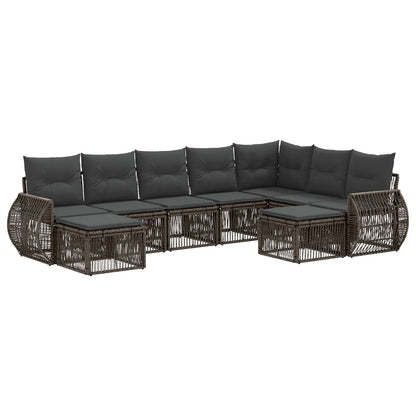 Set Divano da Giardino 9 pcs Grigio polyrattan | homemem39