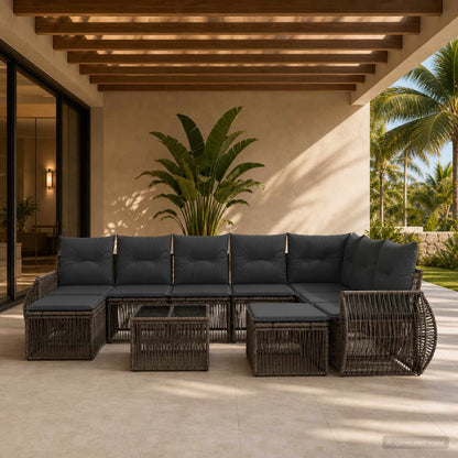 Set Divano da Giardino 10 pcs Grigio polyrattan | homemem39