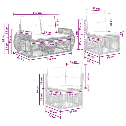 Set Divano da Giardino 8 pz 8-Numero di posti Grigio polyrattan | homemem39