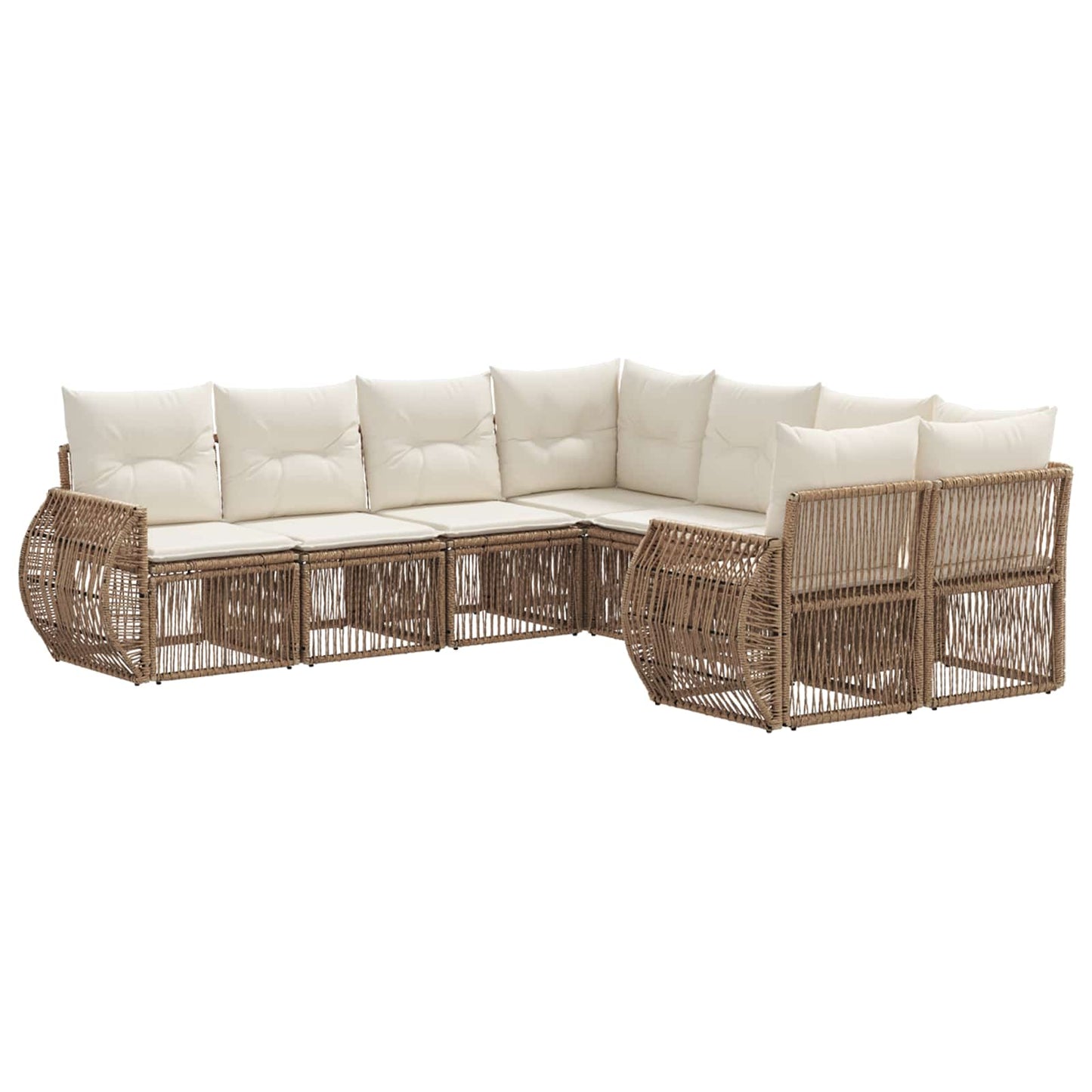 Set Divano da Giardino 8 pz 8-Numero di posti Beige polyrattan | homemem39