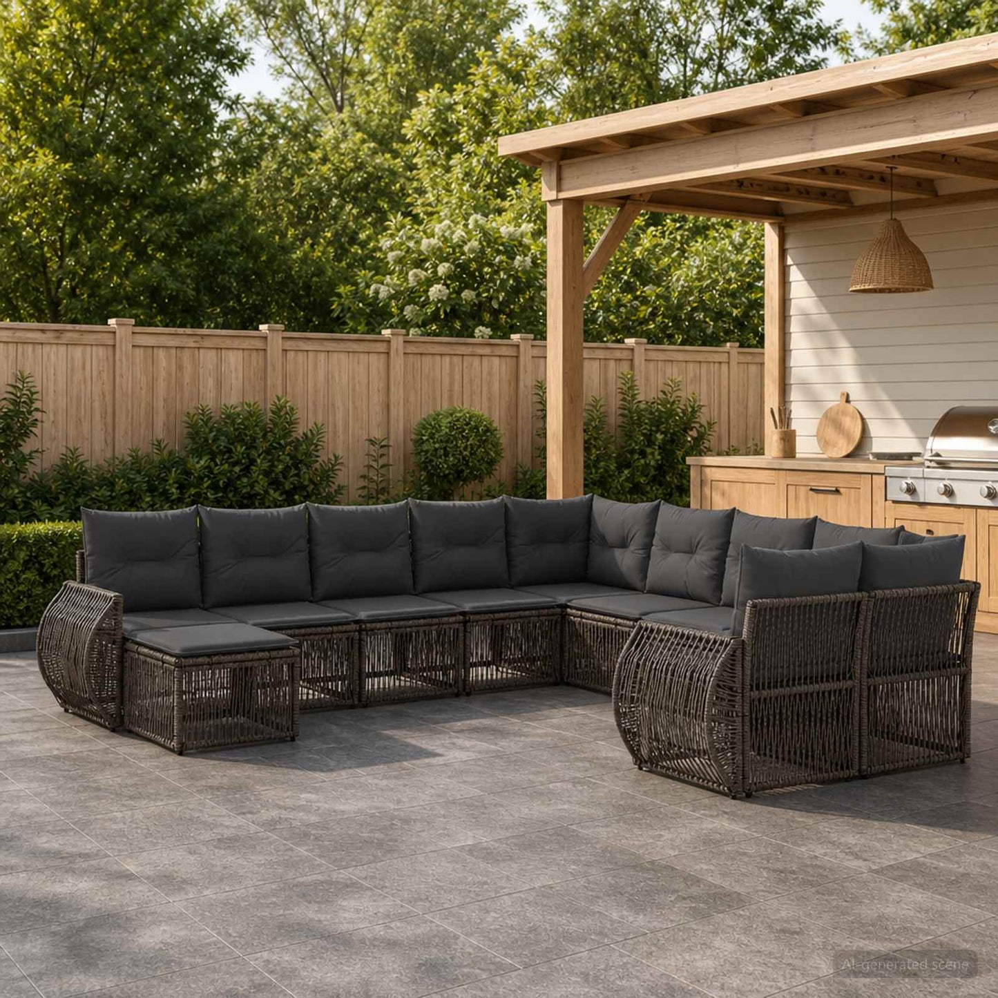 Set Divano da Giardino 11 pcs Grigio polyrattan | homemem39