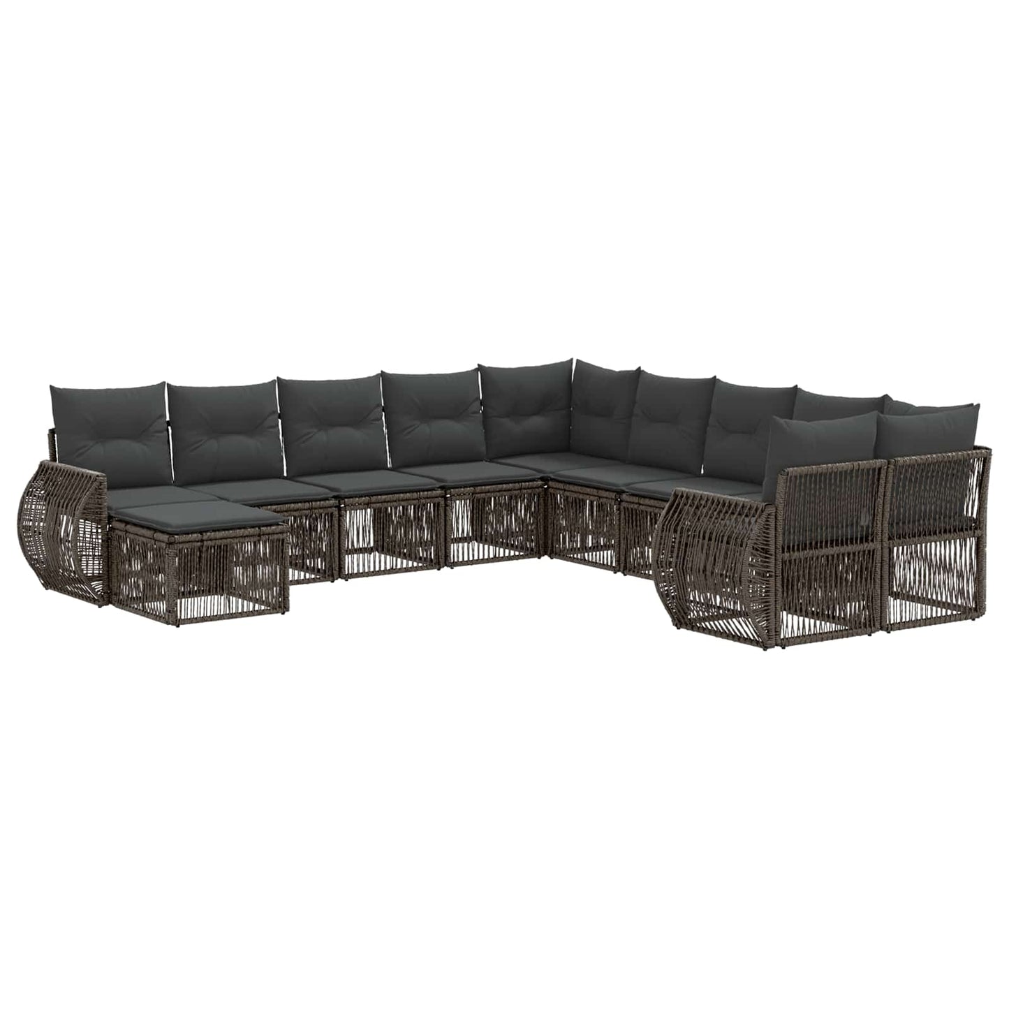 Set Divano da Giardino 11 pcs Grigio polyrattan