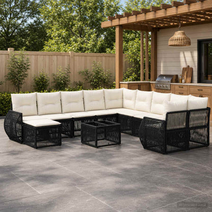 Set Divano da Giardino 12 pcs Nero polyrattan | homemem39