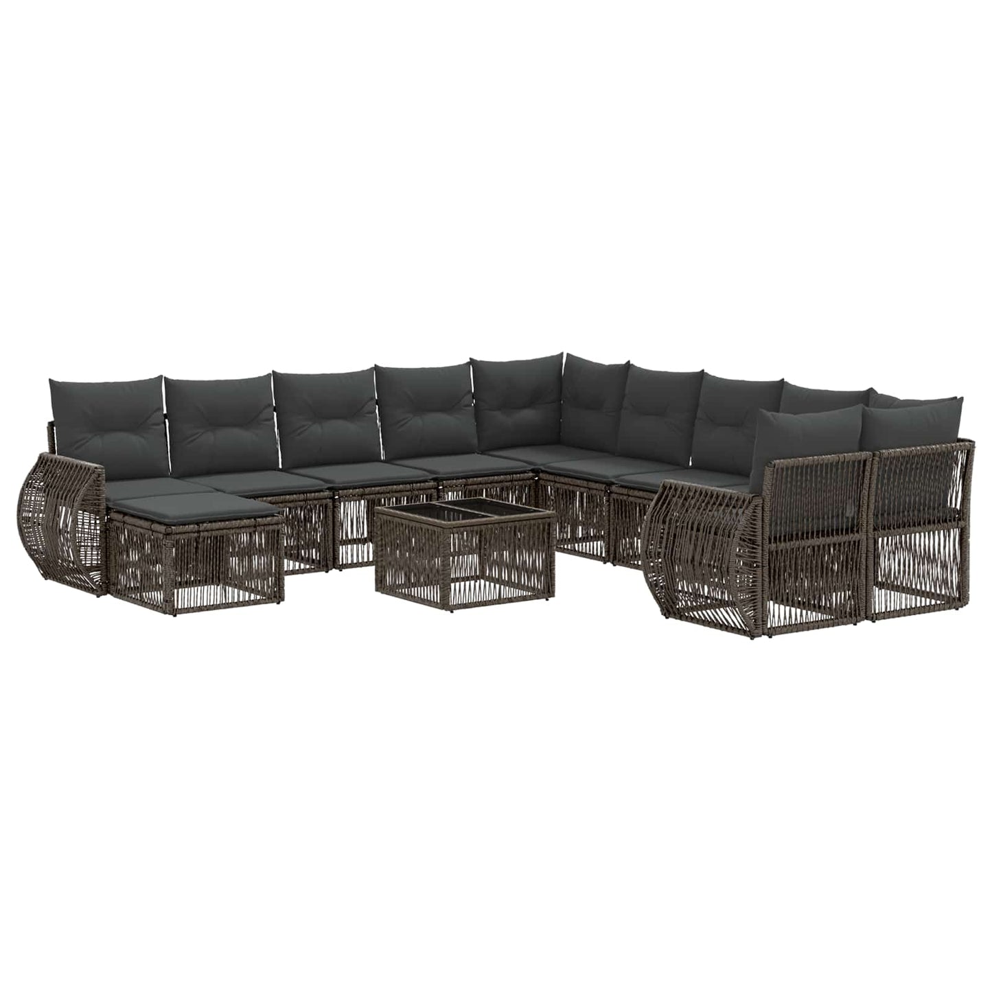 Set Divano da Giardino 12 pcs Grigio polyrattan | homemem39