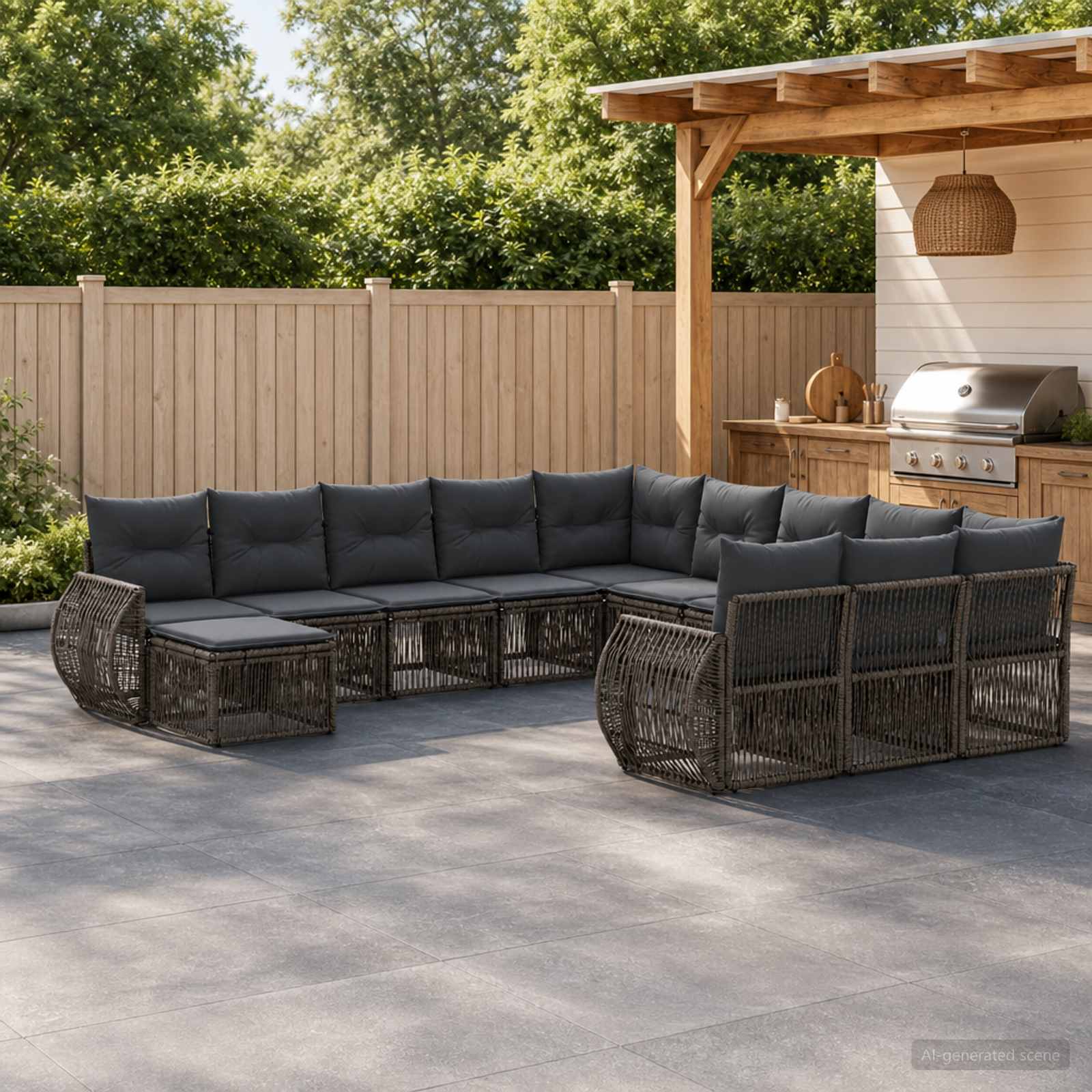 Set Divano da Giardino 12 pcs Grigio polyrattan | homemem39