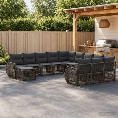 Set Divano da Giardino 12 pcs Grigio polyrattan | homemem39