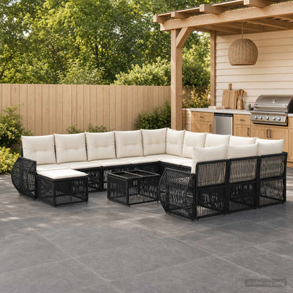 Set Divano da Giardino 13 pcs Nero polyrattan | homemem39