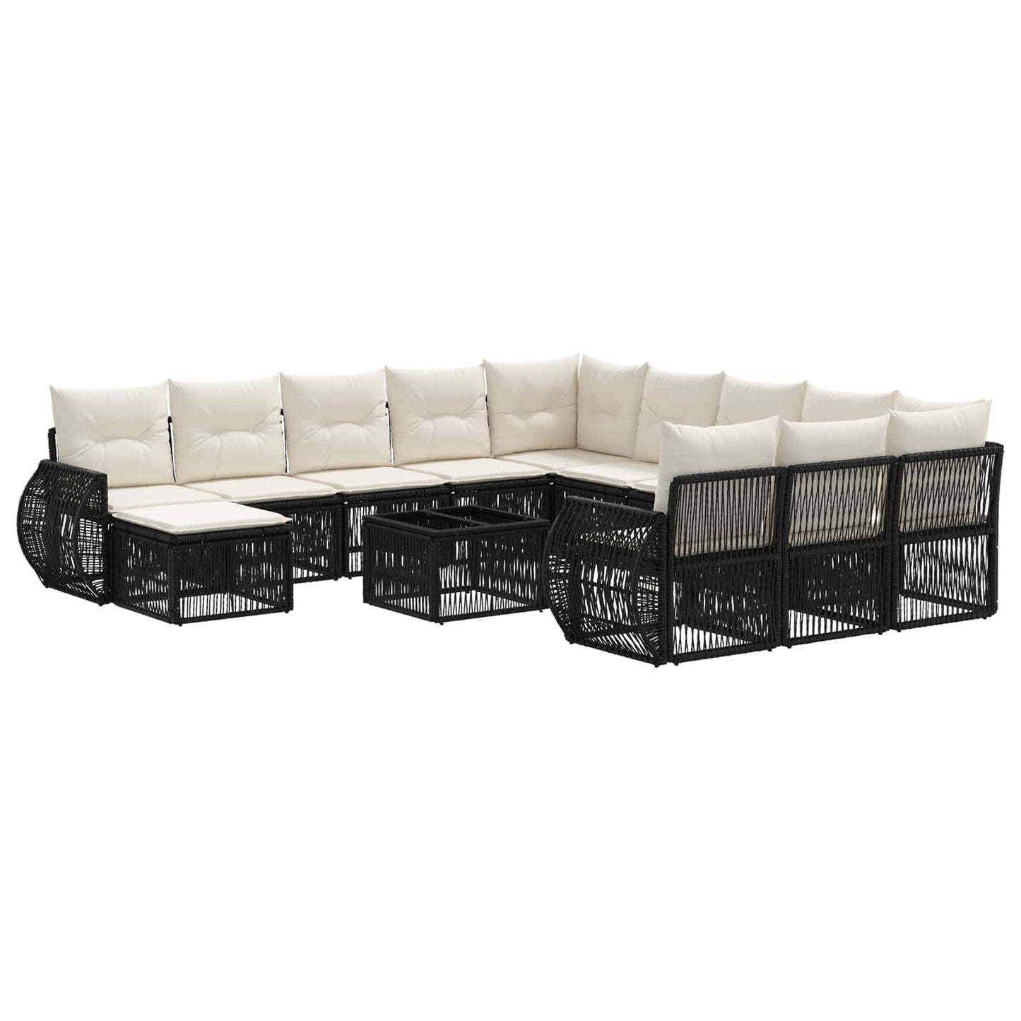 Set Divano da Giardino 13 pcs Nero polyrattan | homemem39
