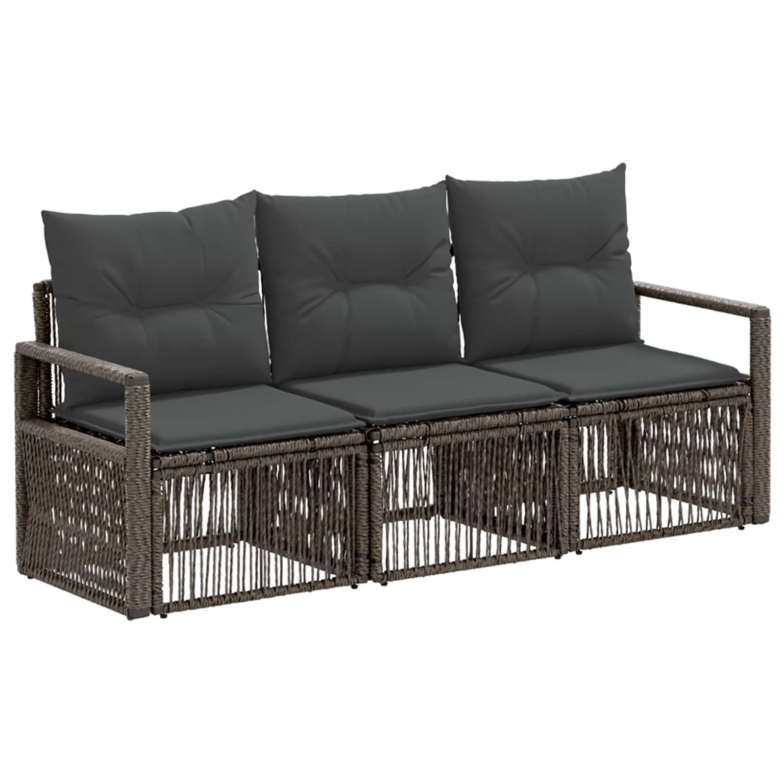 Set Divano da Giardino 3 pcs Grigio polyrattan | homemem39