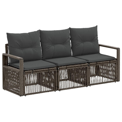 Set Divano da Giardino 3 pcs Grigio polyrattan | homemem39