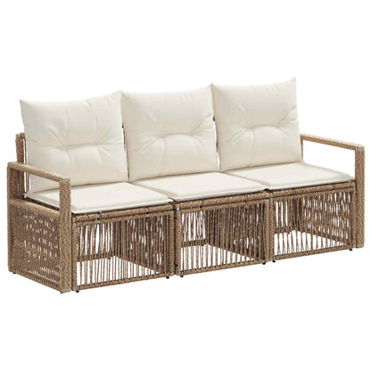 Set Divano da Giardino 3 pcs Beige polyrattan | homemem39