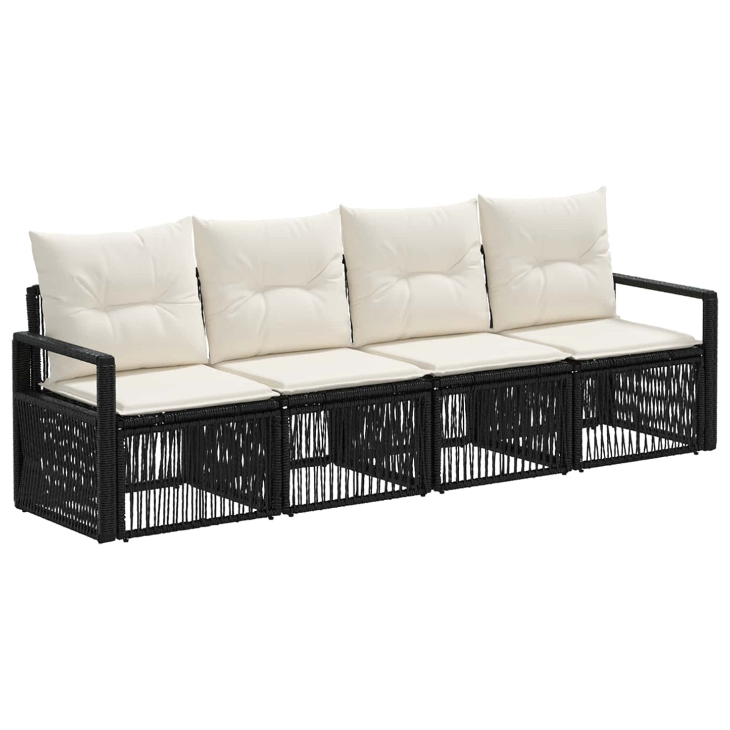 Set Divano da Giardino 4 pcs Nero polyrattan | homemem39
