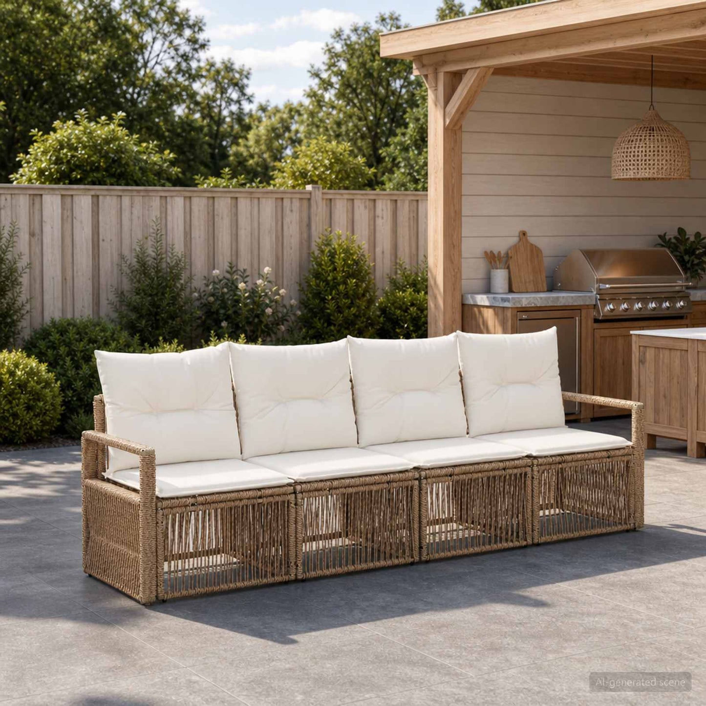 Set Divano da Giardino 4 pcs Beige polyrattan | homemem39