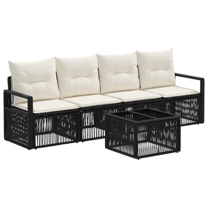 Set Divano da Giardino 5 pcs Nero polyrattan | homemem39