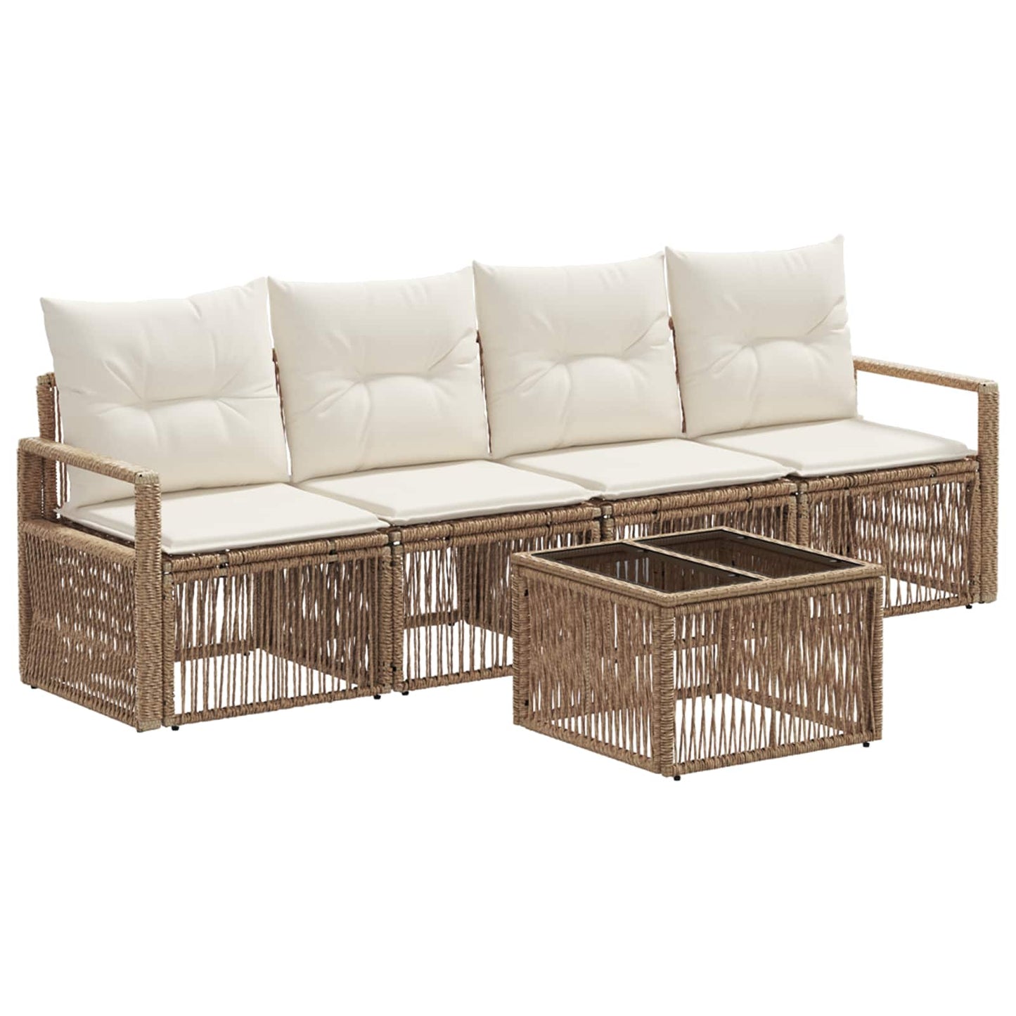 Set Divano da Giardino 5 pcs Beige polyrattan | homemem39