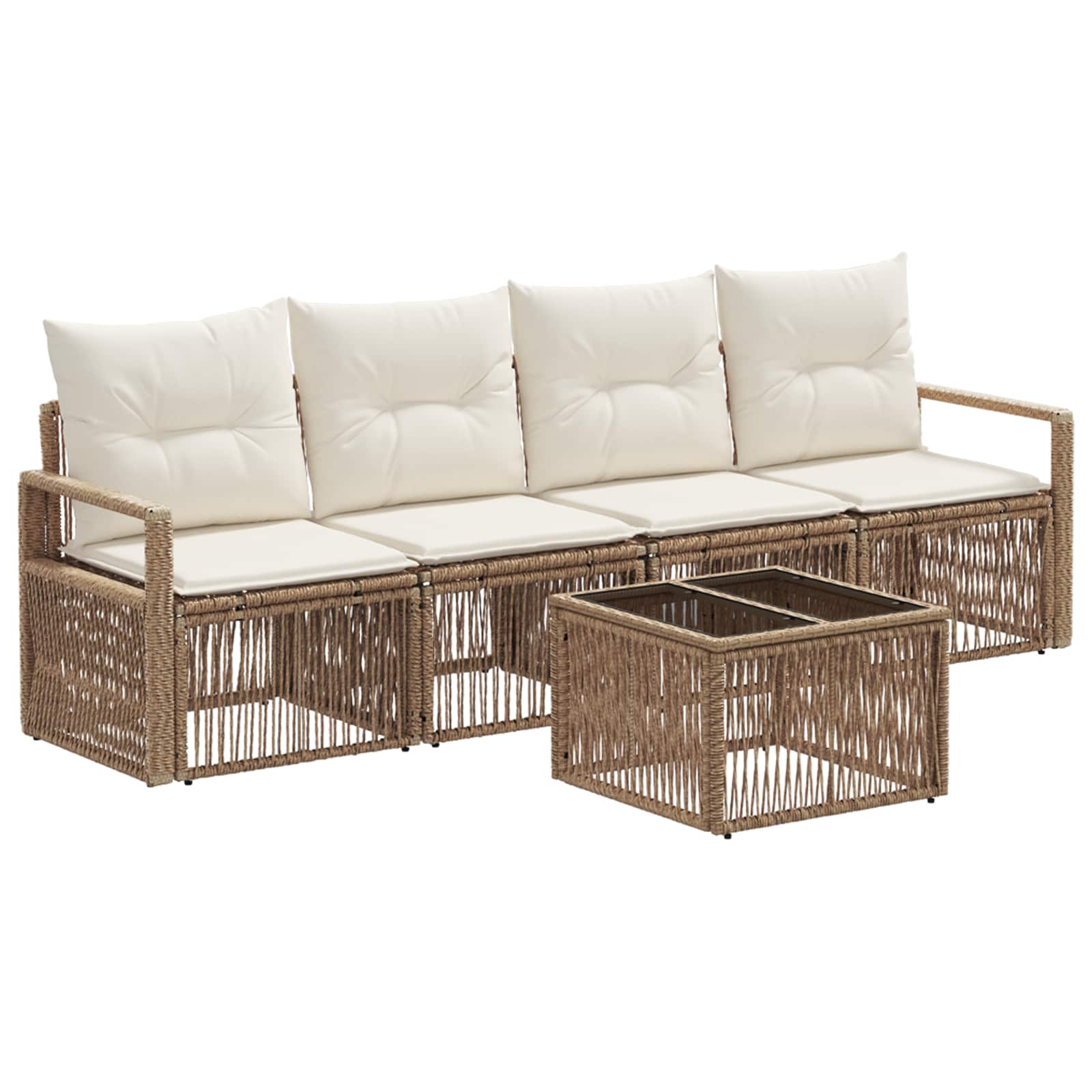 Set Divano da Giardino 5 pcs Beige polyrattan | homemem39