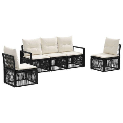 Set Divano da Giardino 5 pcs Nero polyrattan | homemem39