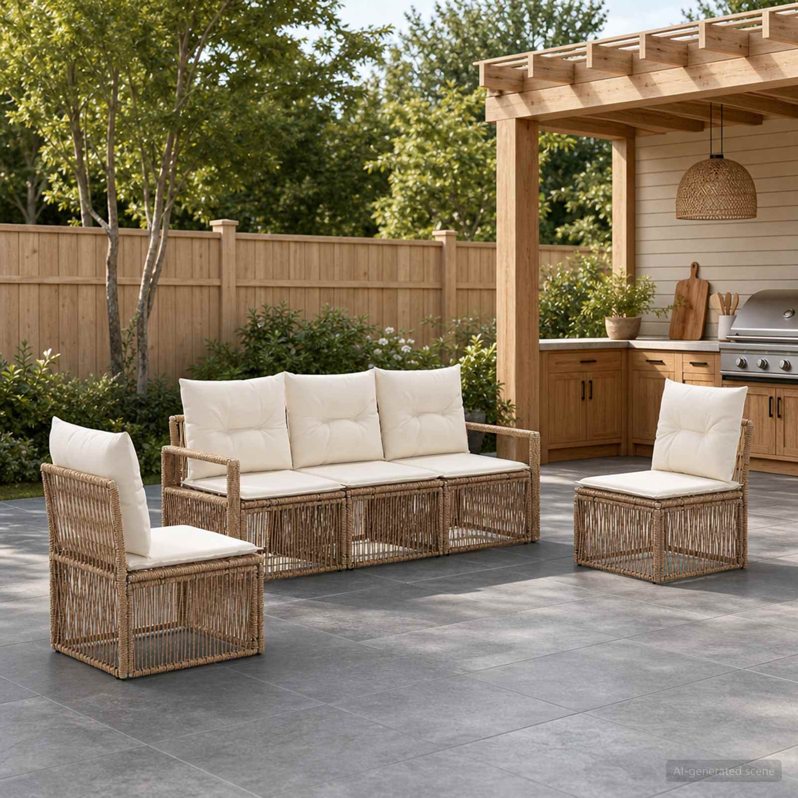 Set Divano da Giardino 5 pcs Beige polyrattan | homemem39