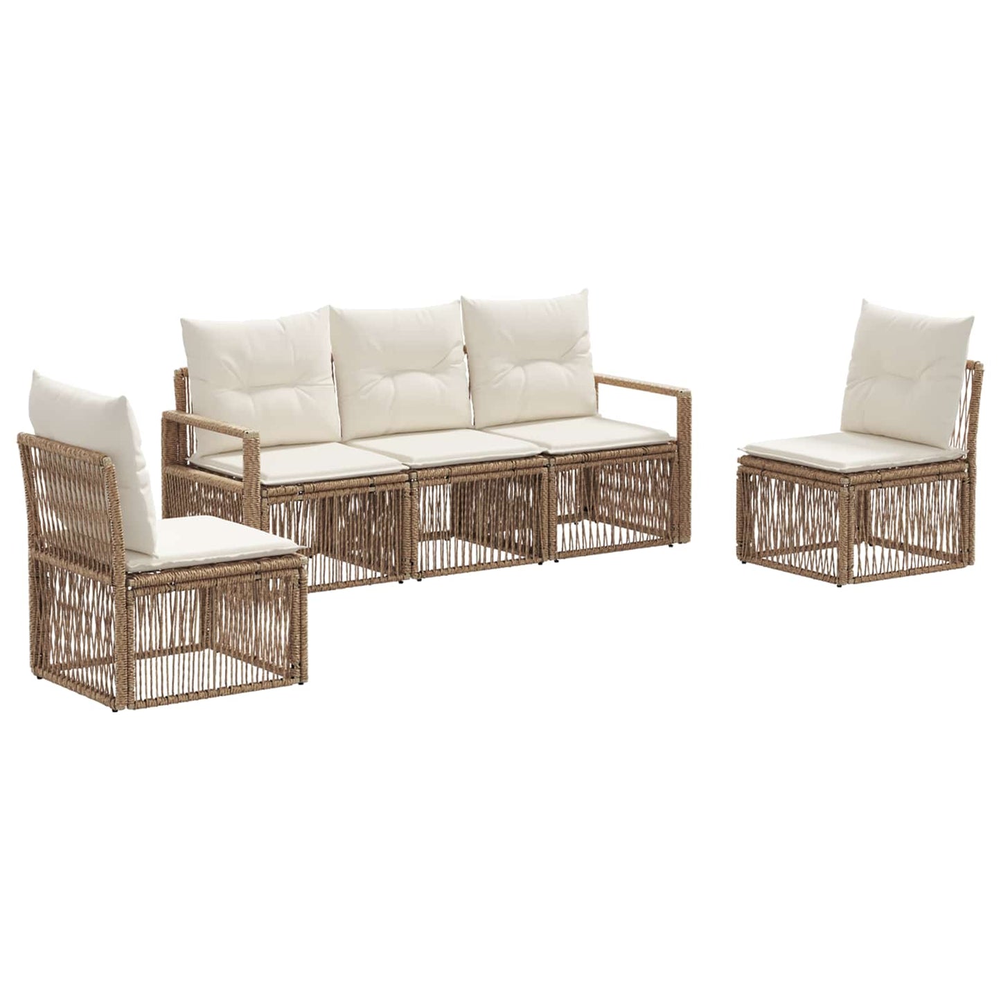 Set Divano da Giardino 5 pcs Beige polyrattan | homemem39