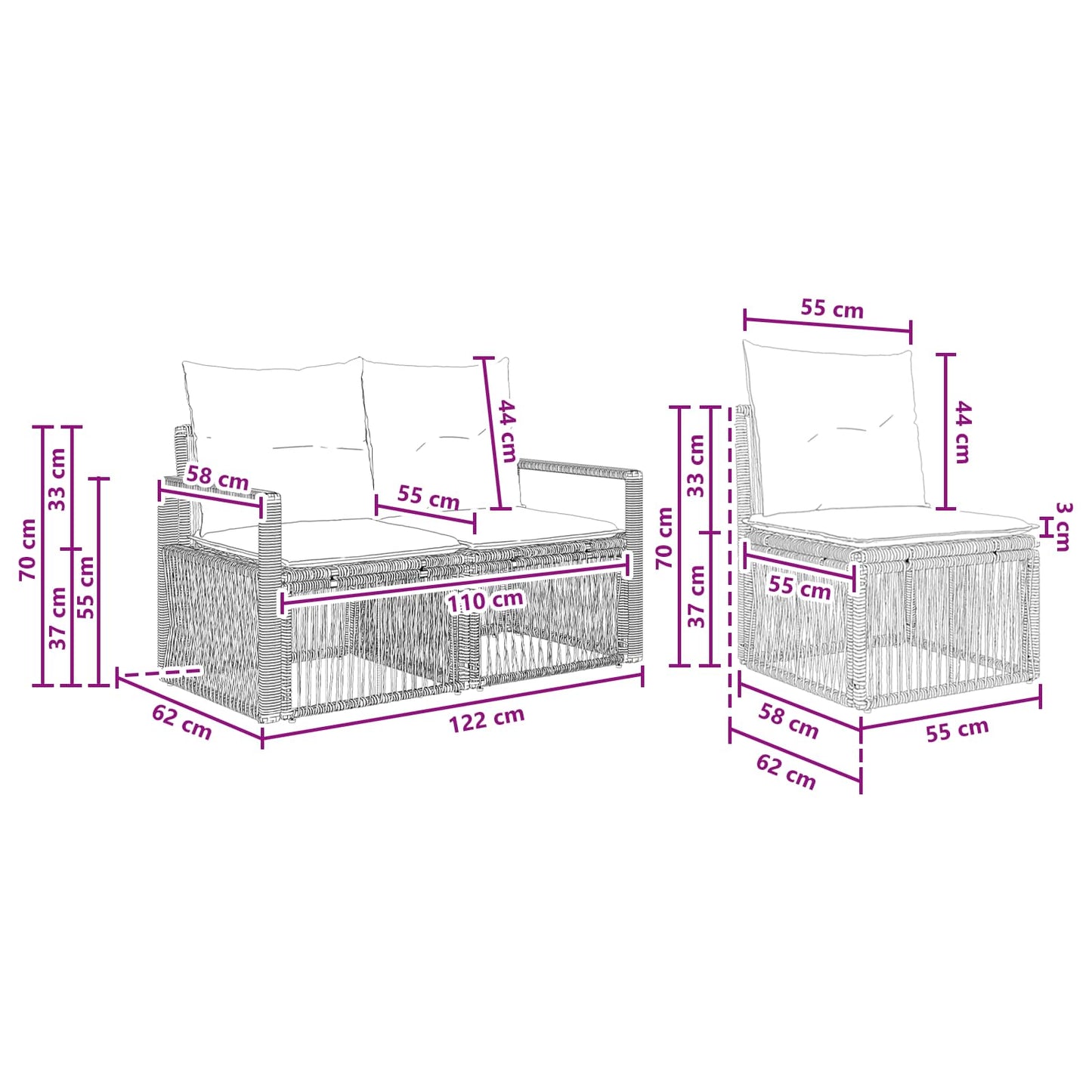 Set Divano da Giardino 5 pcs Beige polyrattan | homemem39