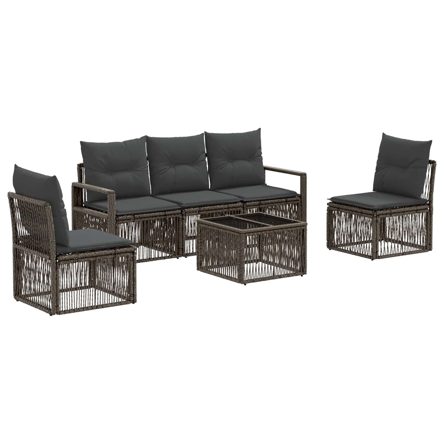 Set Divano da Giardino 6 pcs Grigio polyrattan | homemem39