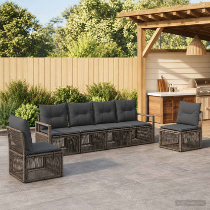 Set Divano da Giardino 6 pcs Grigio polyrattan | homemem39