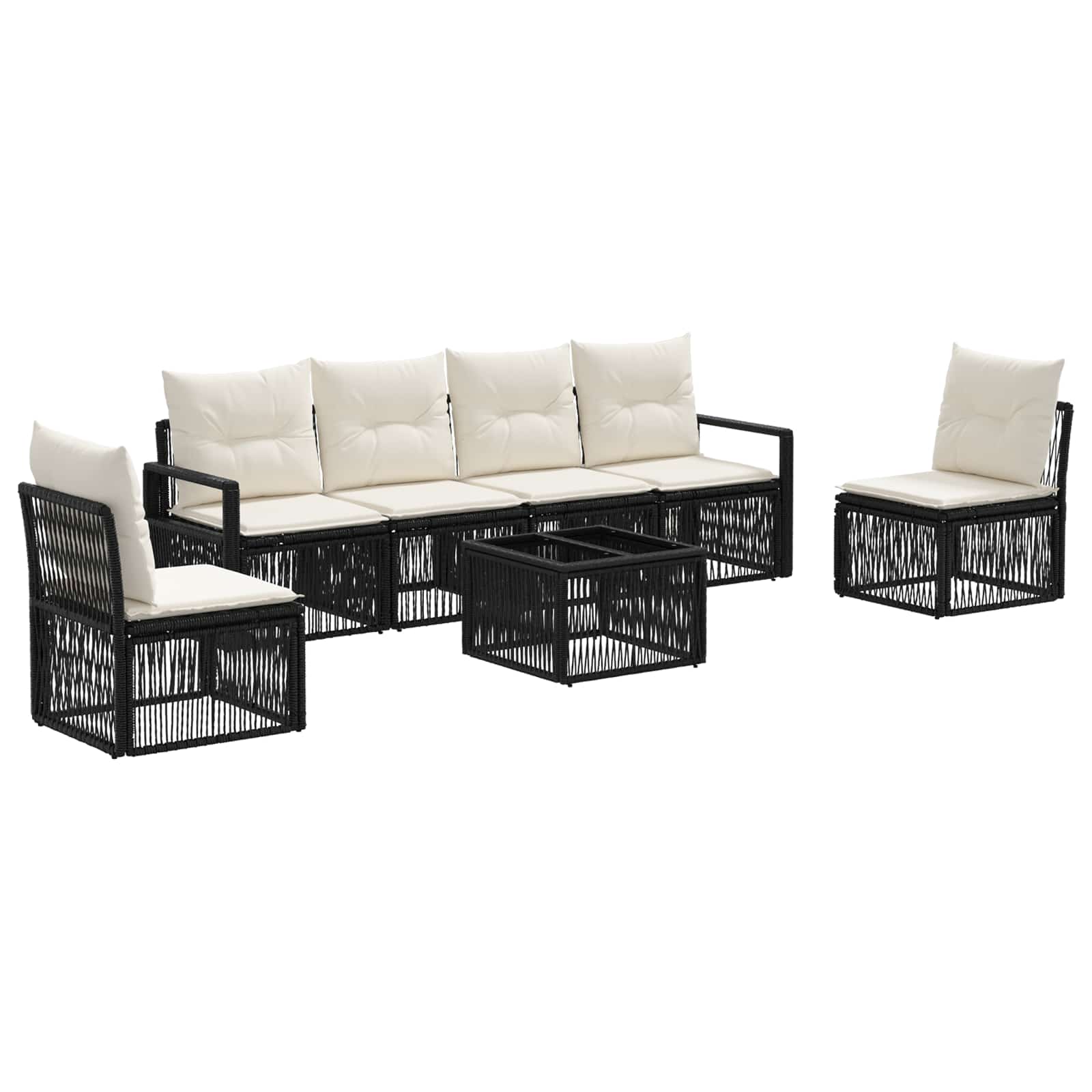 Set Divano da Giardino 7 pcs Nero polyrattan | homemem39