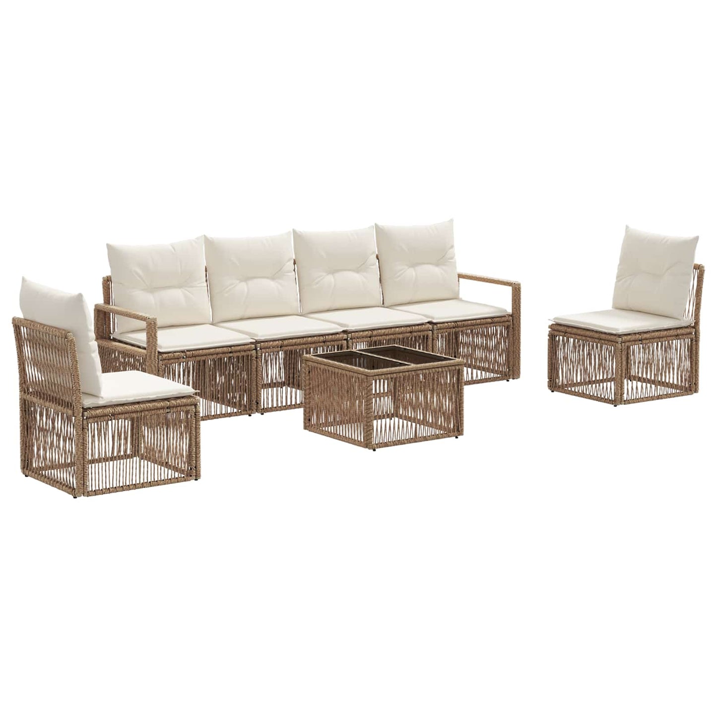 Set Divano da Giardino 7 pcs Beige polyrattan | homemem39
