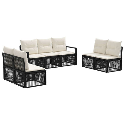 Set Divano da Giardino 7 pz Nero polyrattan