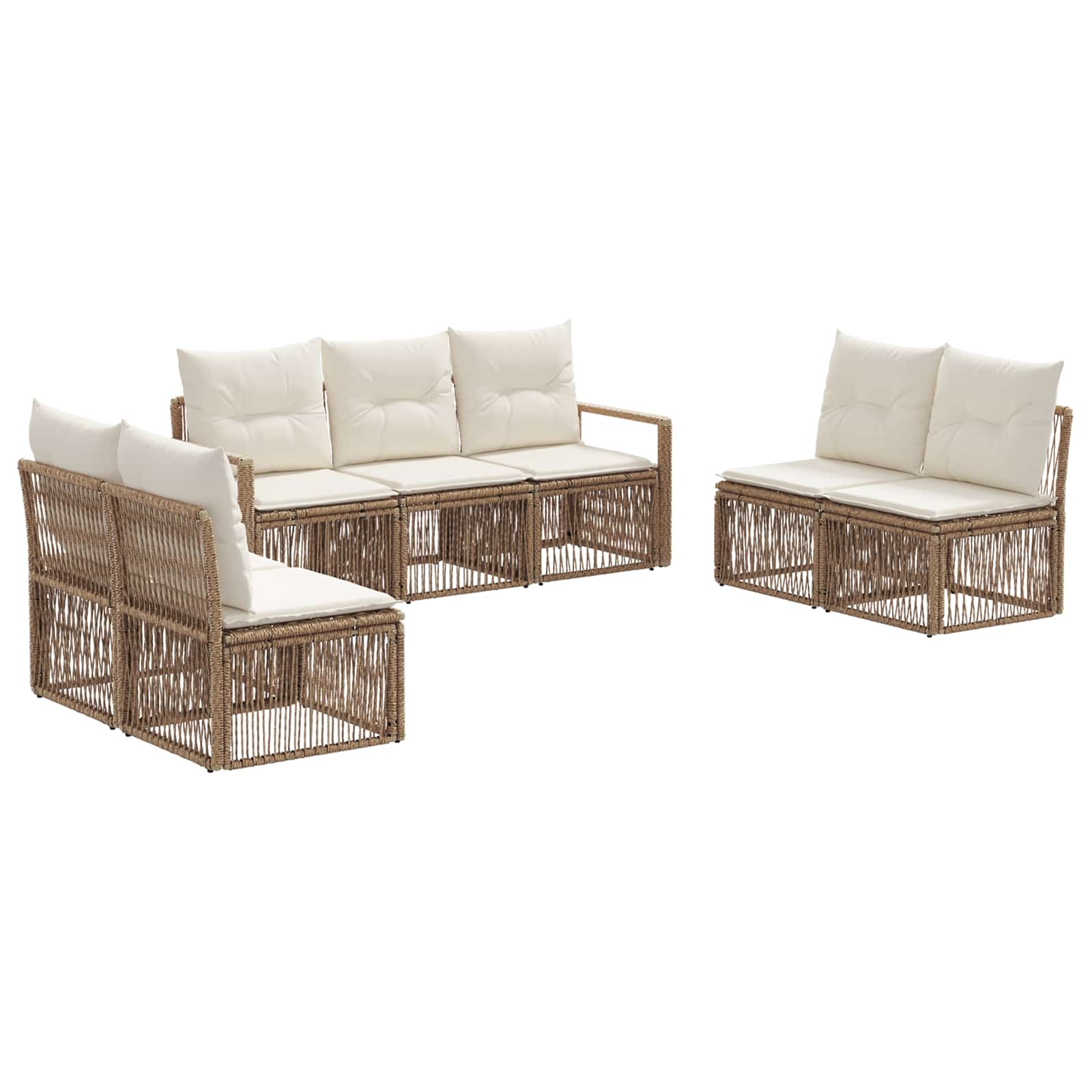 Set Divano da Giardino 7 pcs Beige polyrattan | homemem39