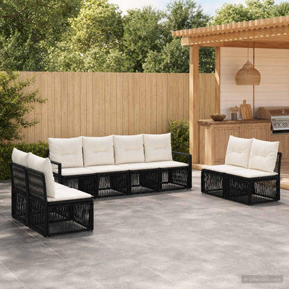 Set Divano da Giardino 8 pcs Nero polyrattan | homemem39