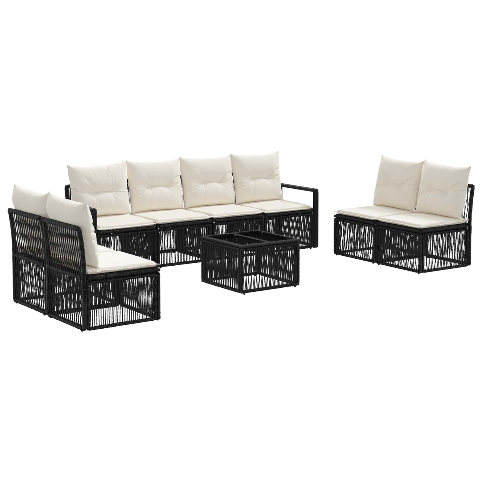 Set Divano da Giardino 9 pcs Nero polyrattan | homemem39