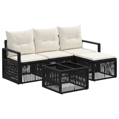 Set Divano da Giardino 5 pcs Nero polyrattan | homemem39