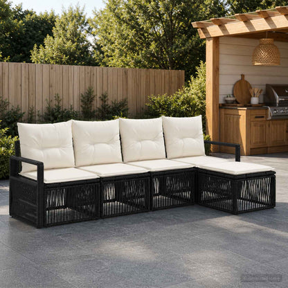 Set Divano da Giardino 4 pcs Nero polyrattan | homemem39