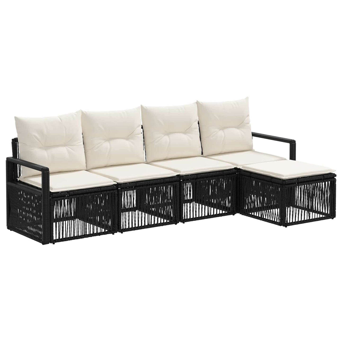 Set Divano da Giardino 4 pcs Nero polyrattan | homemem39