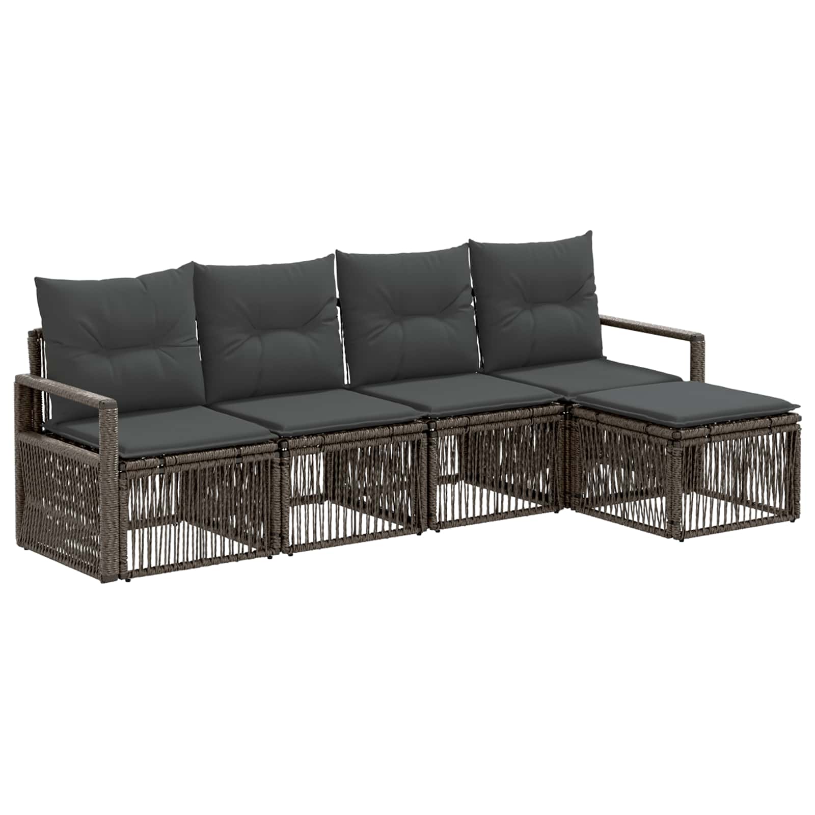 Set Divano da Giardino 4 pcs Grigio polyrattan | homemem39