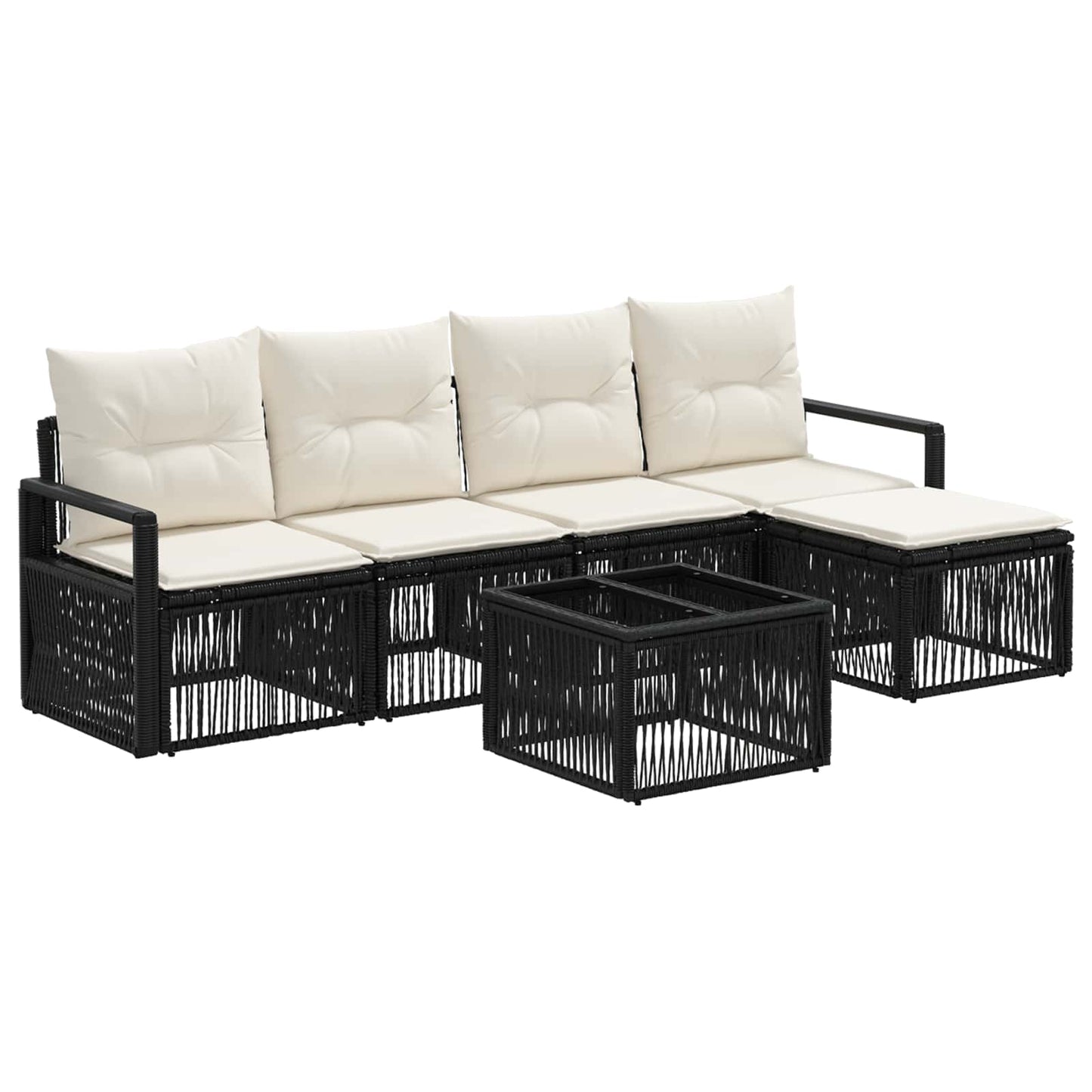 Set Divano da Giardino 6 pcs Nero polyrattan | homemem39