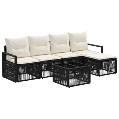 Set Divano da Giardino 6 pcs Nero polyrattan | homemem39