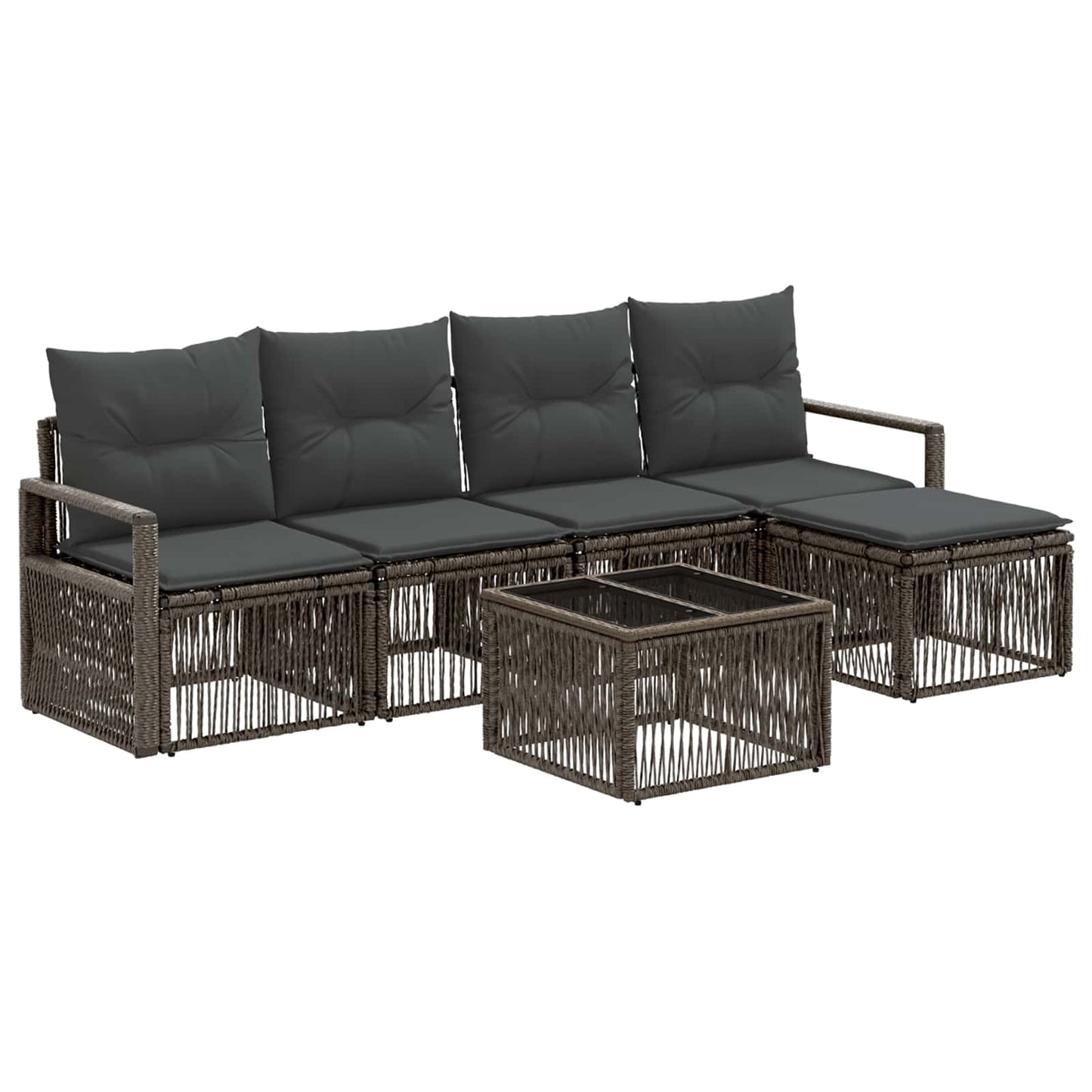 Set Divano da Giardino 6 pcs Grigio polyrattan | homemem39