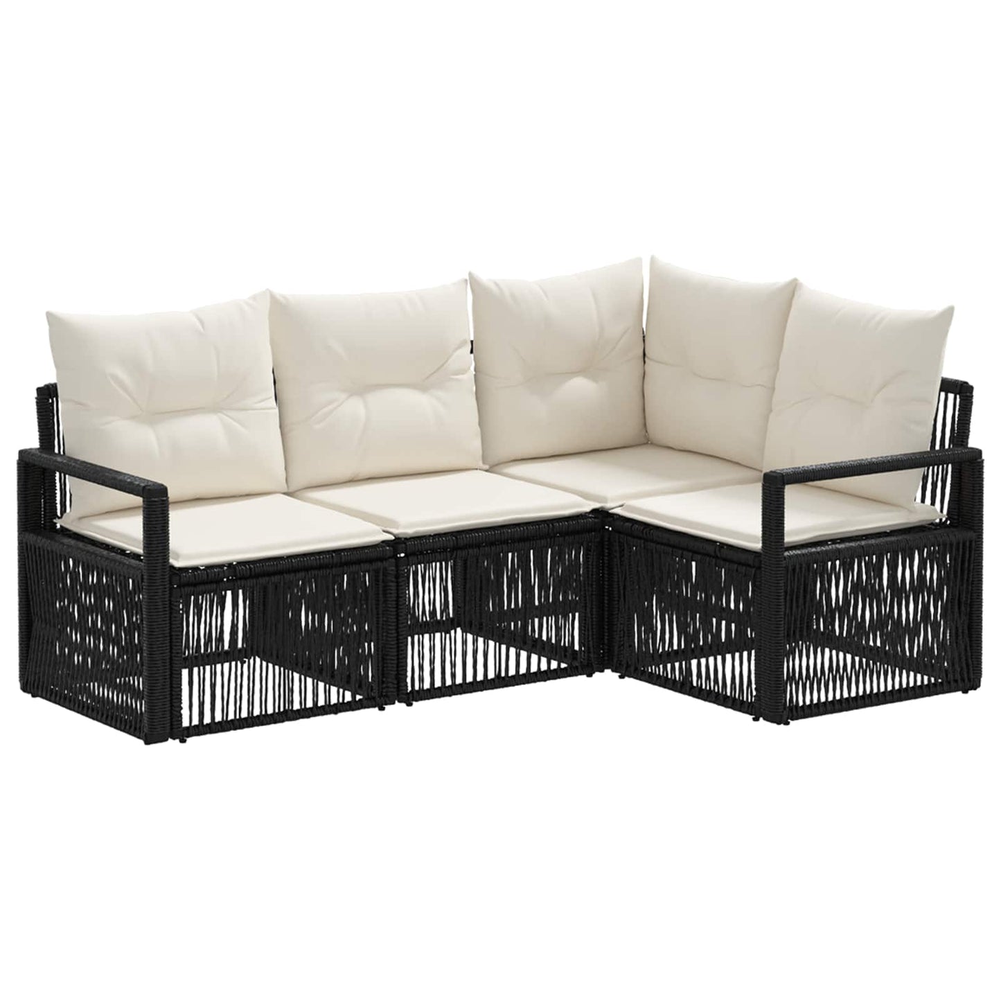 Set Divano da Giardino 4 pcs Nero polyrattan