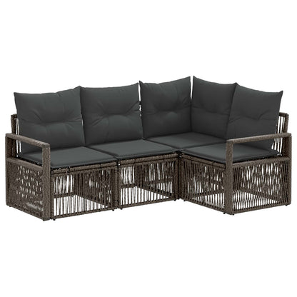 Set Divano da Giardino 4 pcs Grigio polyrattan | homemem39