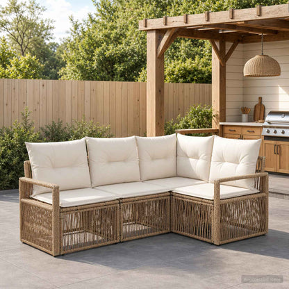 Set Divano da Giardino 4 pcs Beige polyrattan | homemem39