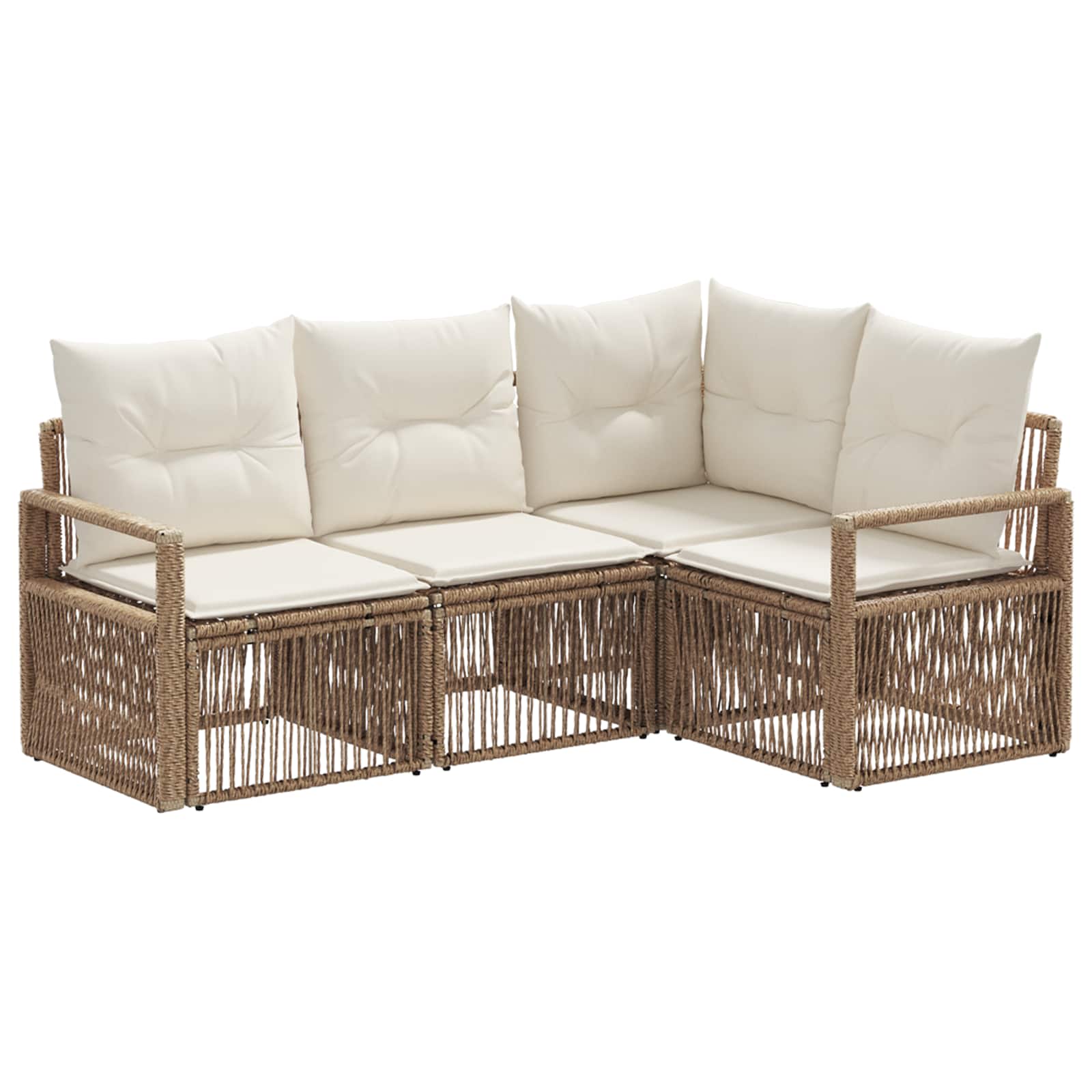 Set Divano da Giardino 4 pcs Beige polyrattan | homemem39